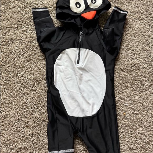 NEW Original Penguin baby  Hooded Swim One Piece - Black and White - Picture 1 of 5